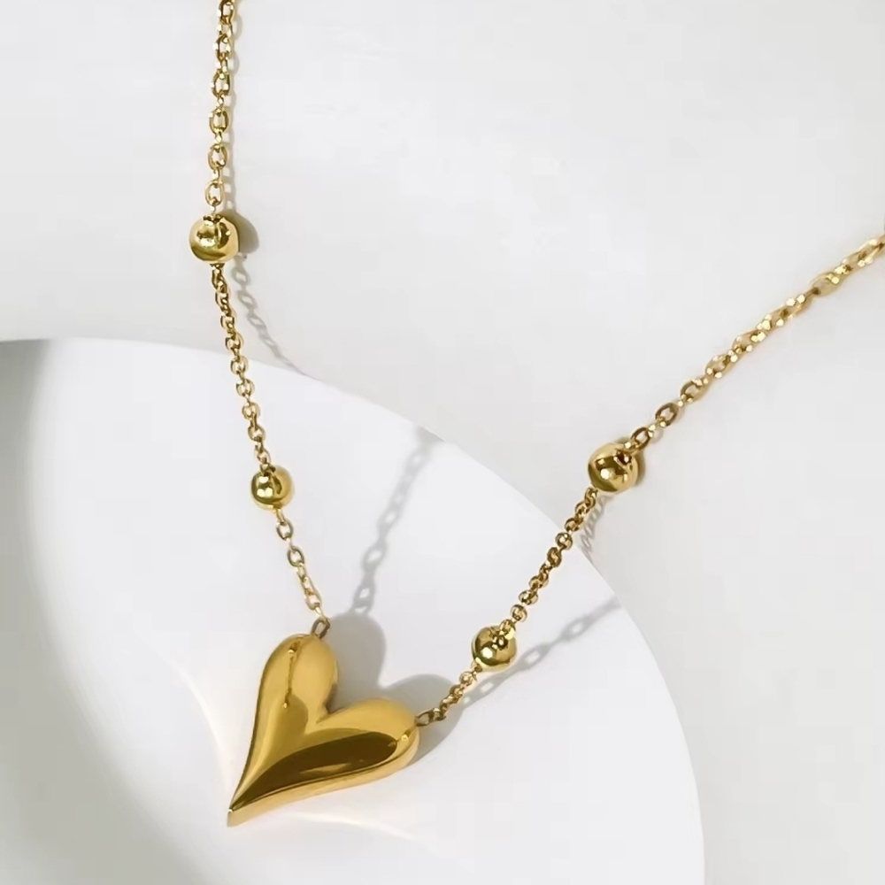 Dainty 18kt Gold over 925 Sterling Heart Necklace - Picture 2 of 4